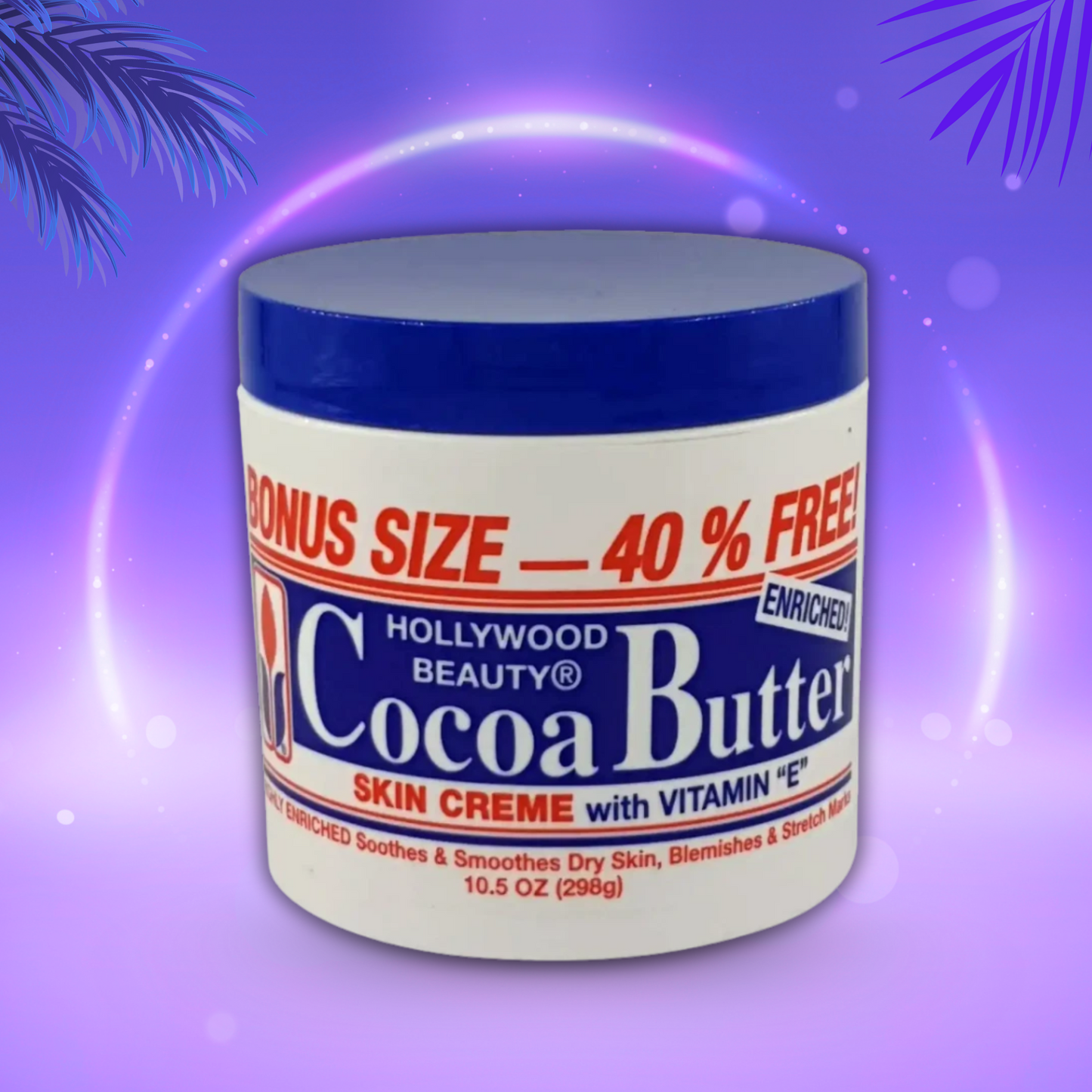 Hollywood Beauty Cocoa Butter Skin Creme with Vitamin E – Deep Hydration, 10.5 oz