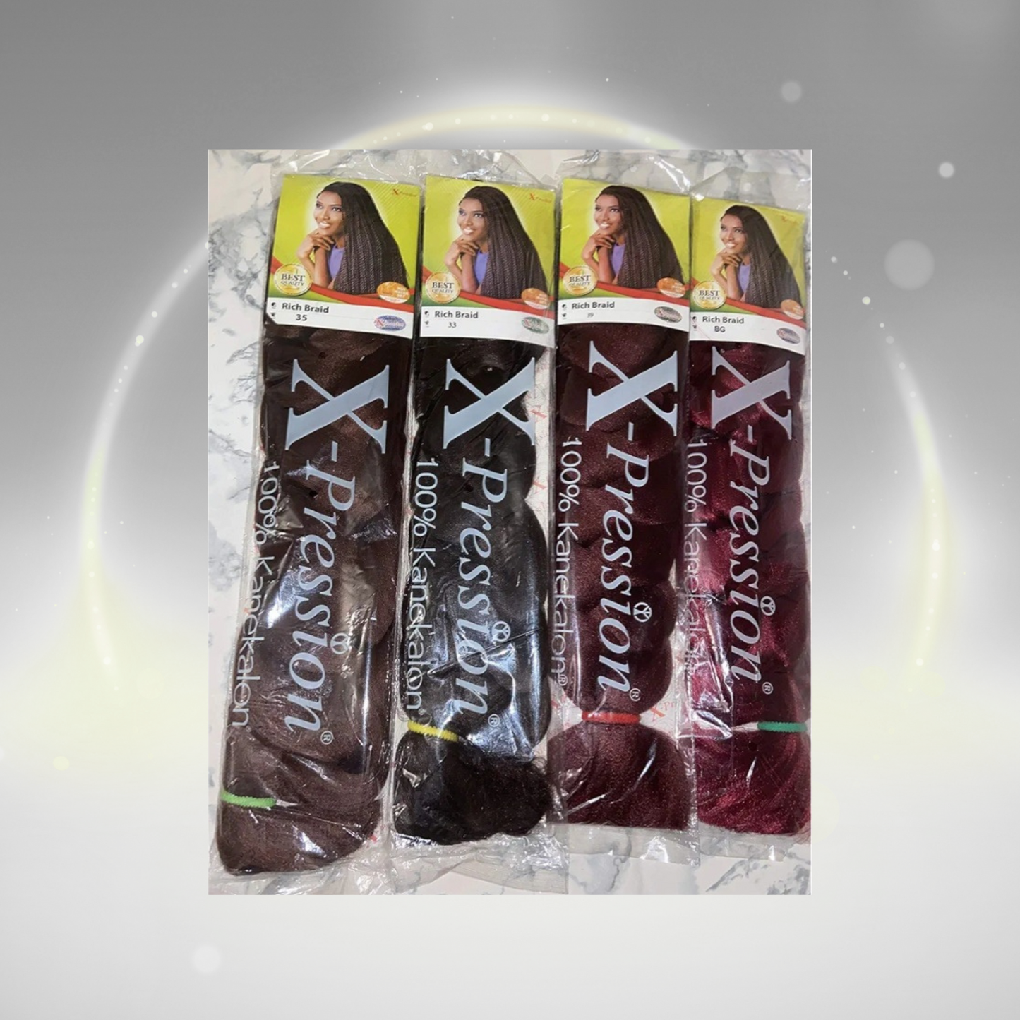 X‑Pression Rich Braid 1B/33 – Pre‑Stretched Kanekalon Extensions, 300 g