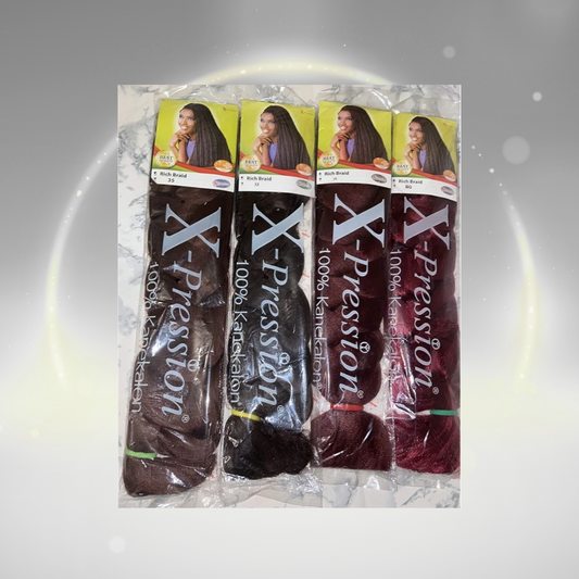X‑Pression Rich Braid 1B/33 – Pre‑Stretched Kanekalon Extensions, 300 g