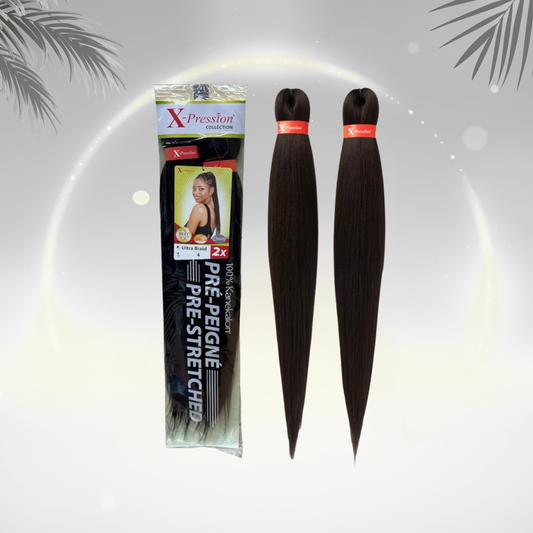 X‑Pression Pre‑Stretched Ultra Braid – 46″ Waist‑Length Kanekalon Extensions, 160 g
