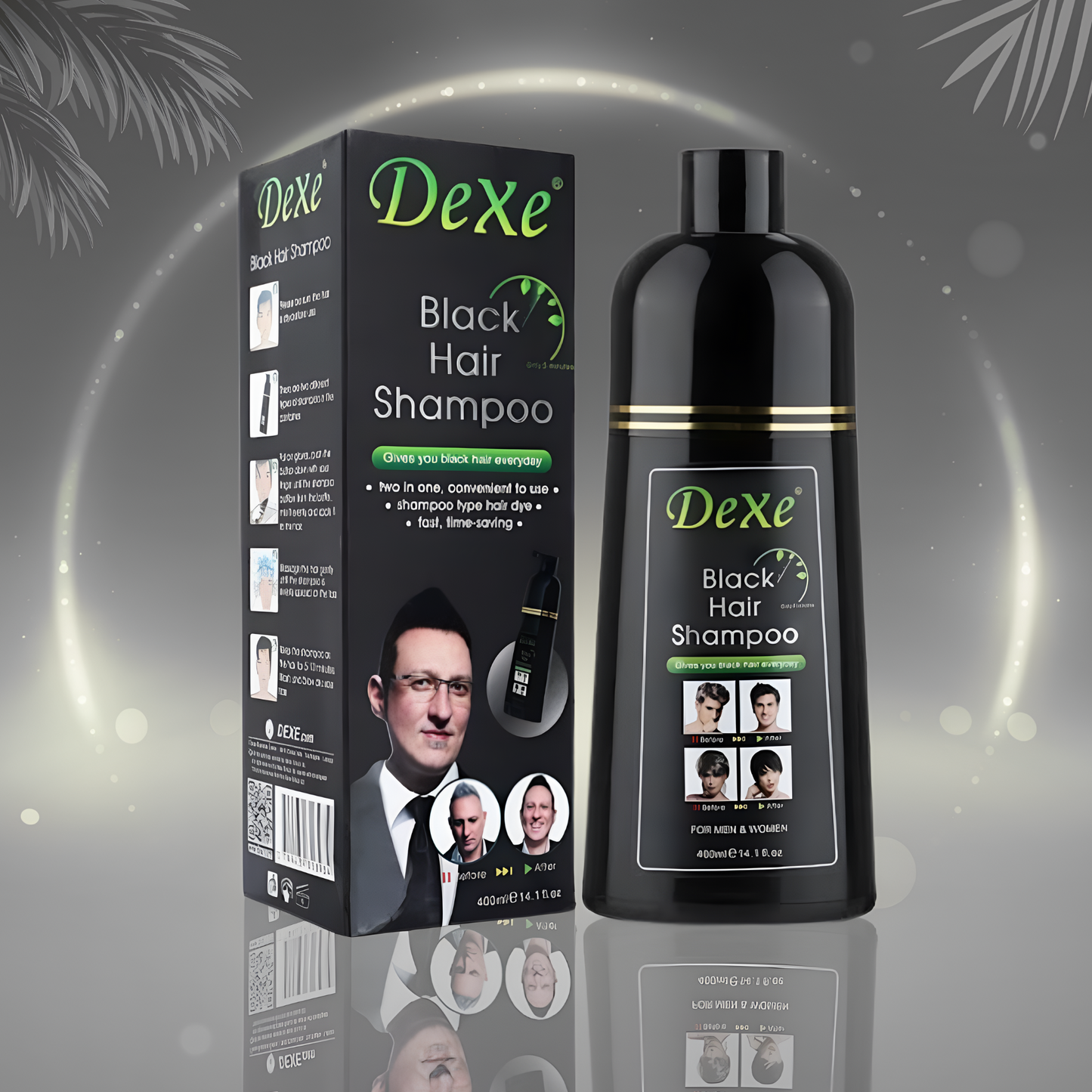Dexe Black Hair Shampoo – Instant Black Hair Dye, Herbal Formula